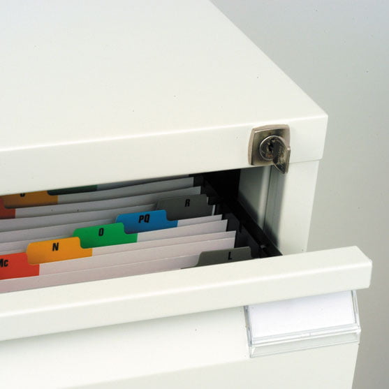Bisley Card Filing cabinet with files shown inside
